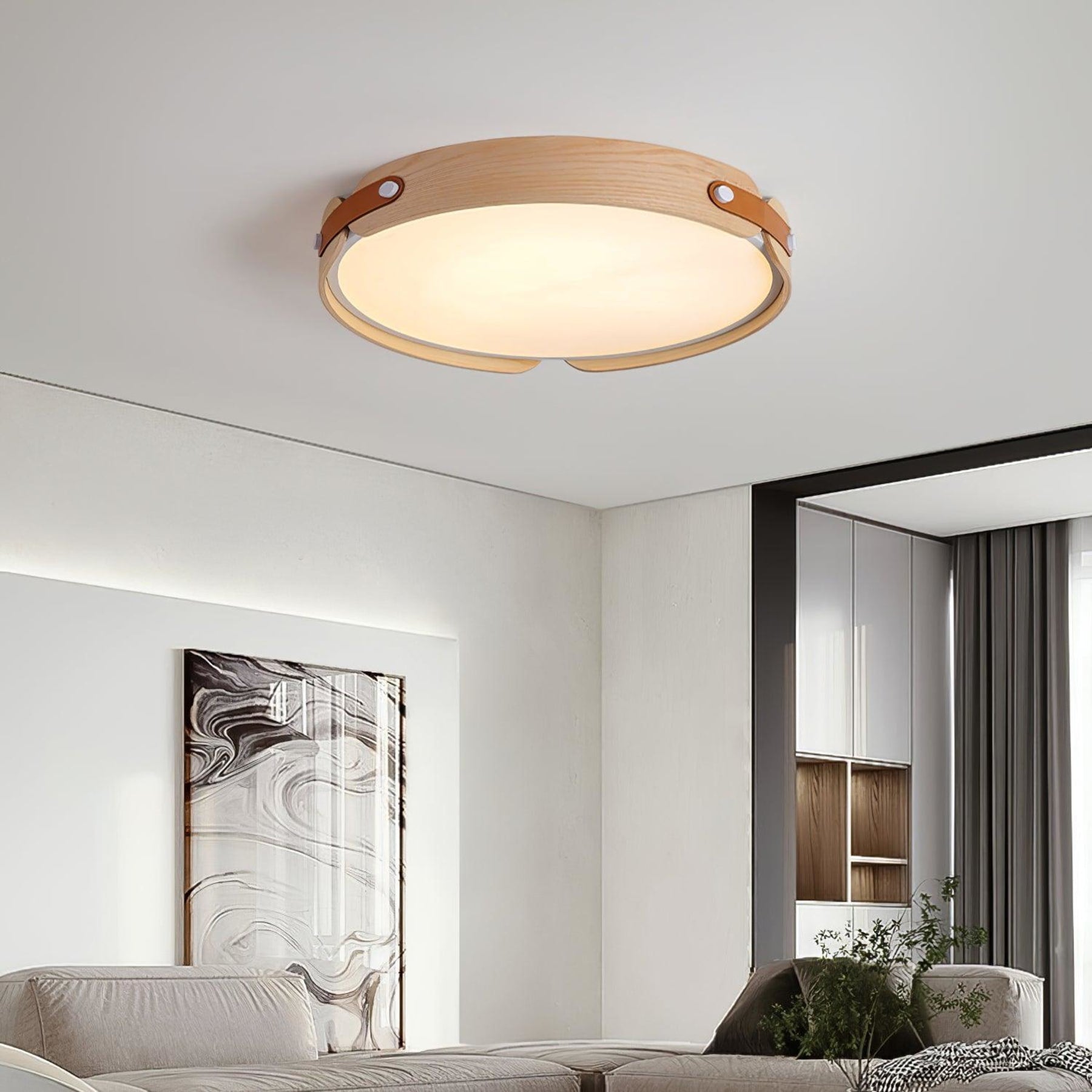 Scandinavian Wood Flush Mount Ceiling Light for Living Room — Harbor Light Co.