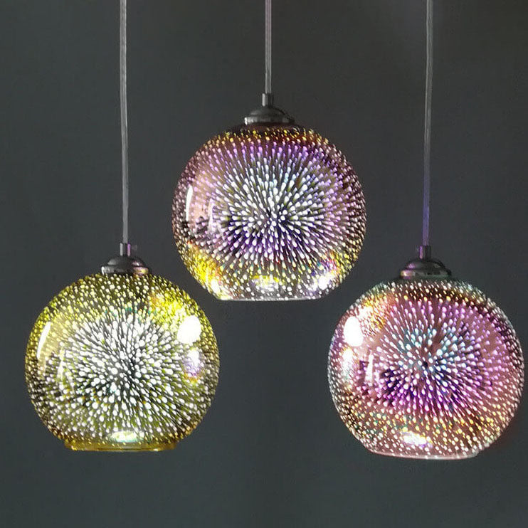 3D Firework Glass Globe Pendant Light