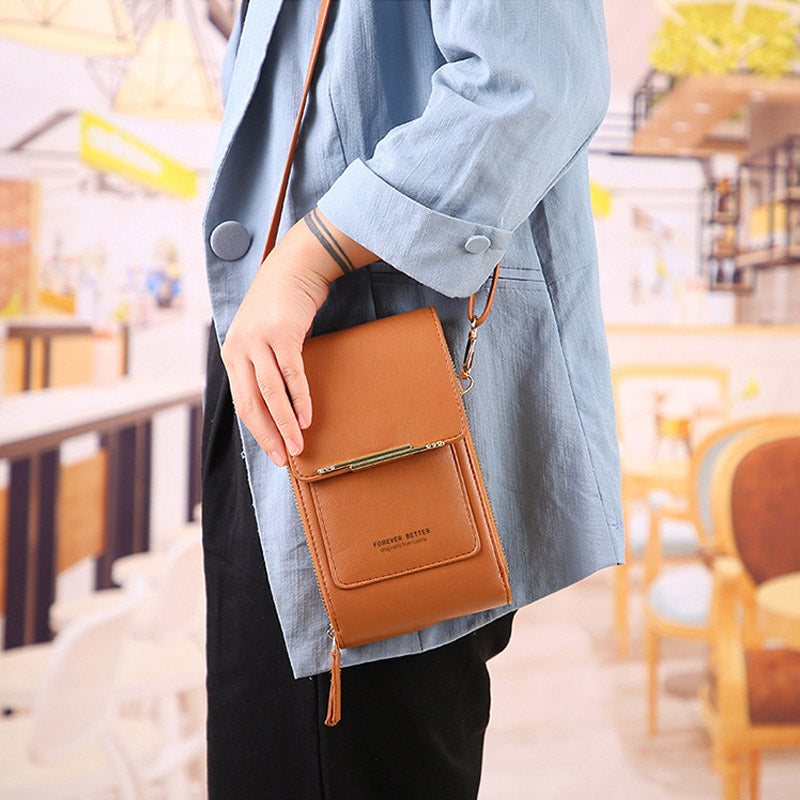 Small Crossbody Phone Bag for Women Anti-Theft RFID Blocking Wallet Purse with Touchscreen Window Card Slots and Adjustable Shoulder Strap