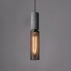 Industrial Wrought Iron Concrete Pendant Light With Warm LED Glow in Model A Ø2.4" x H13.8" (Ø6 x H35 cm) — Harbor Light Co.