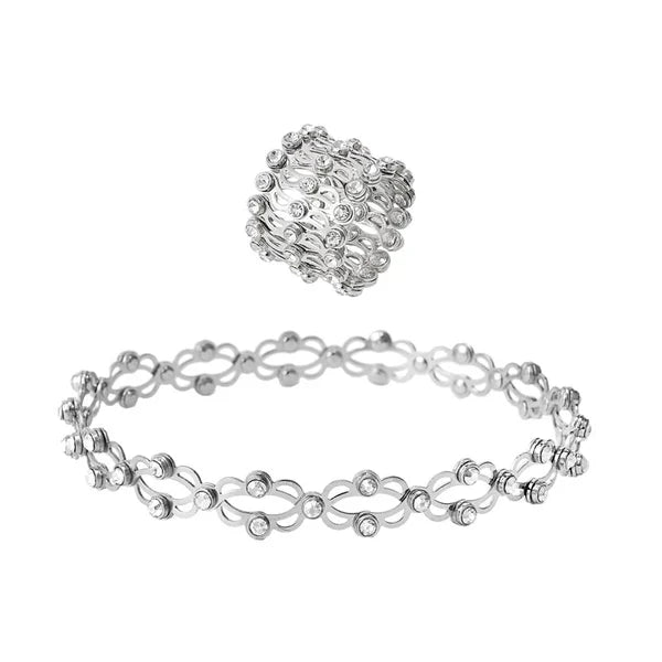 Foldable Zirconia Ring to Bracelet Convertible Jewelry with Expandable Band