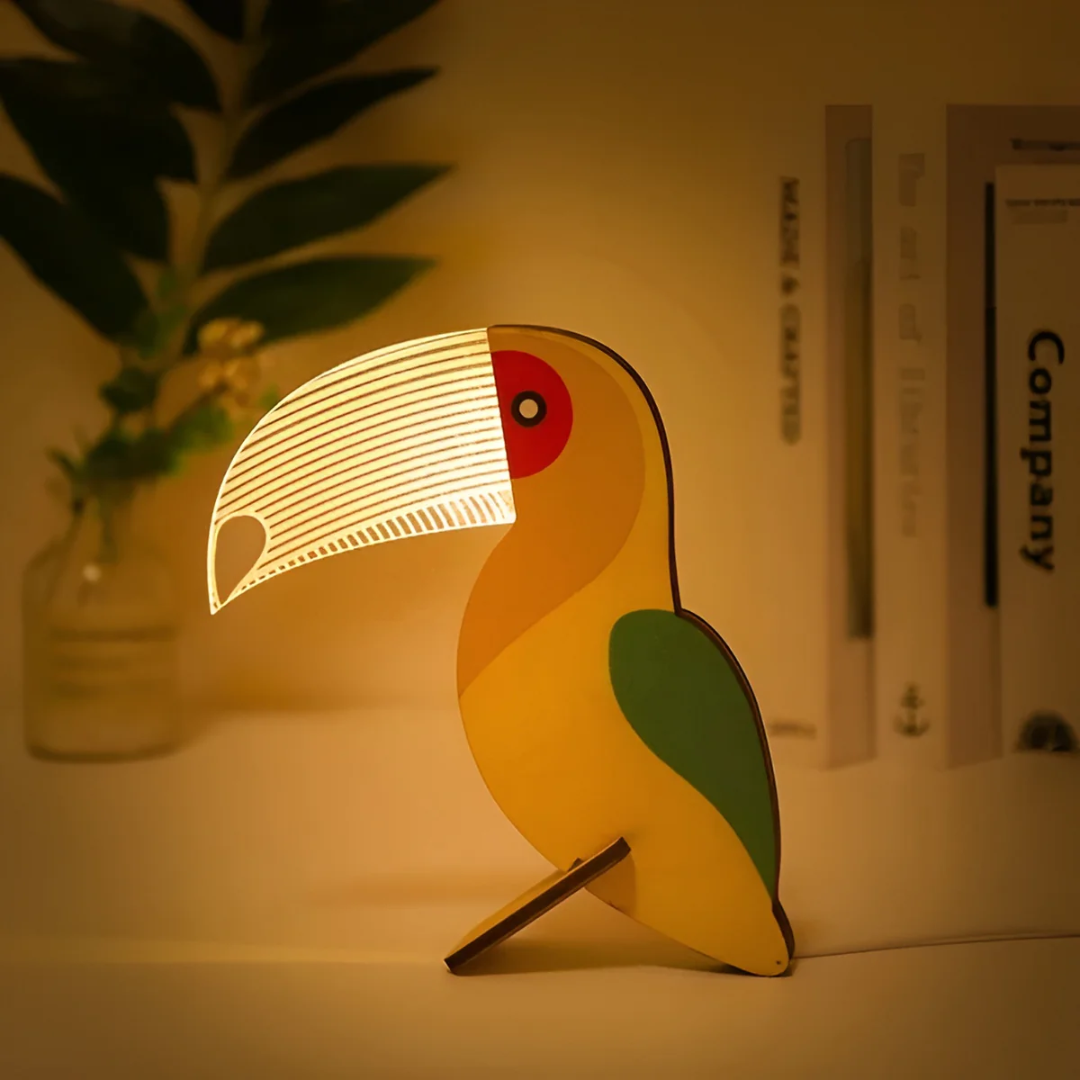 Nordic Wooden Animal LED Light Table Lamp USB Powered