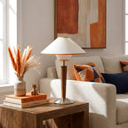 Retro Wood Table Lamp With Fabric Shade for Living Room — Harbor Light Co.