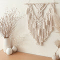 Boho Macrame Wall Hanging Handwoven Geometric Tapestry with Fringe and Tassels Wall Decor for Bedroom and Living Room