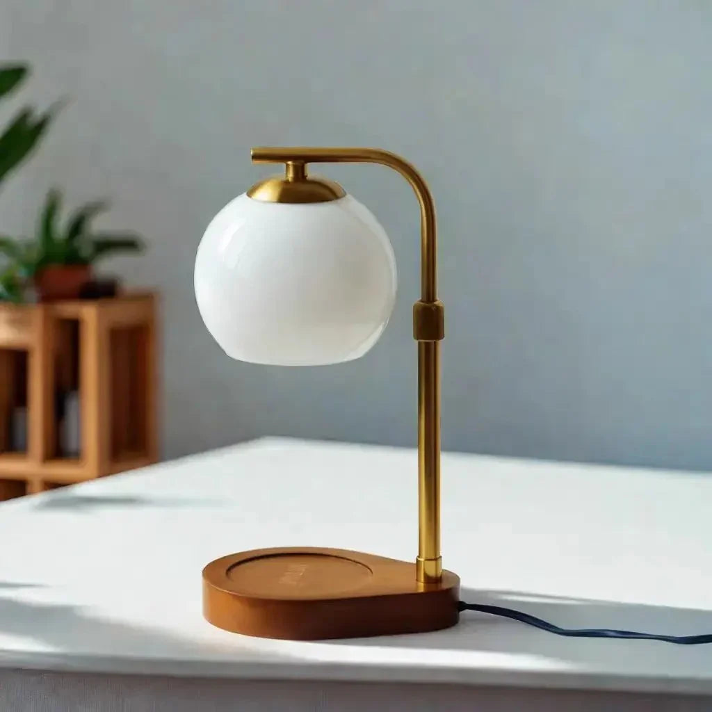 Modern Wood and Glass Table Lamp for Living Room and Bedroom in White — Harbor Light Co.