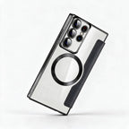 Magnetic Flip Case for Samsung Galaxy Faux Leather Wallet Phone Case with RFID Card Holder Camera Lens Protection and Wireless Charging Support