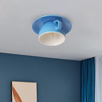Modern Ceramic Flush Mount Ceiling Light With Gloss Finish in Blue — Harbor Light Co.