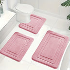 Memory Foam Bath Mat Set Absorbent Non-Slip Bathroom Rugs with U-Shaped Toilet Mat Machine Washable Three Piece Set