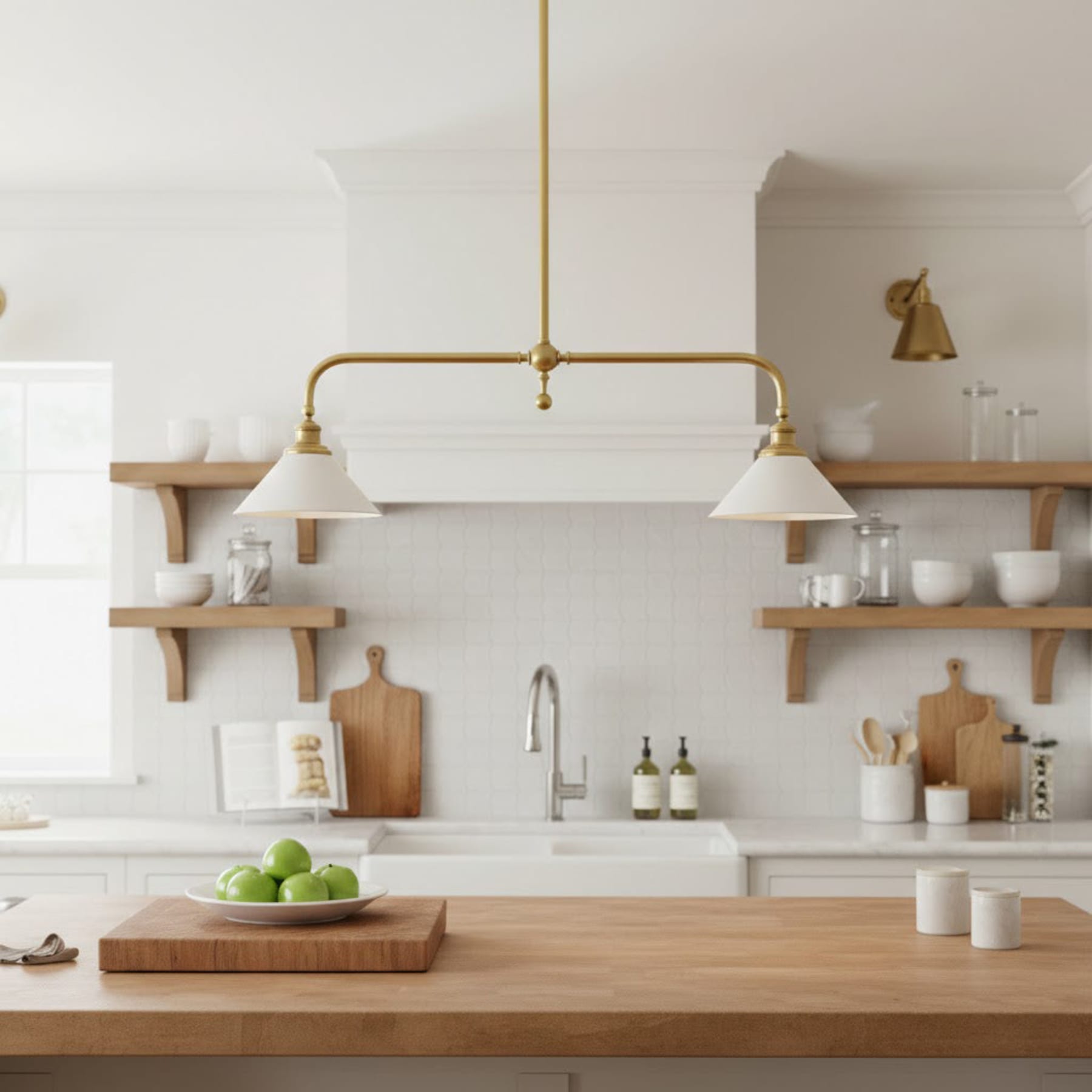 Modern Brass Pendant Light With Ceramic Shades for Dining Room — Harbor Light Co.