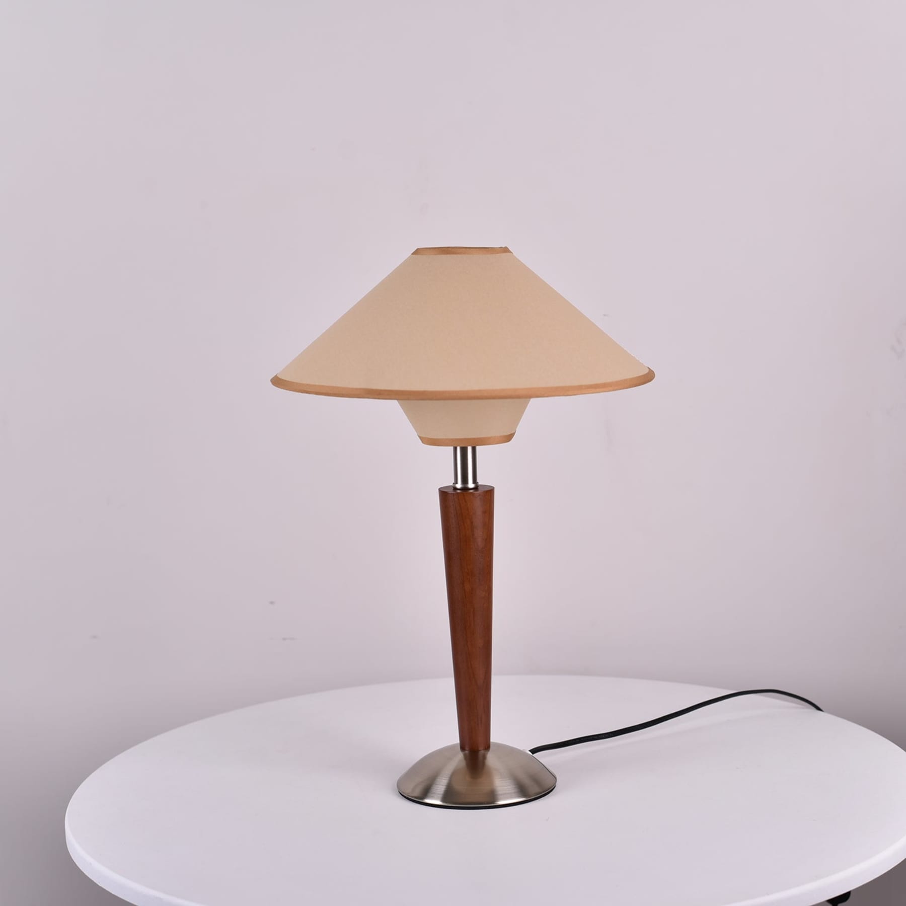 Retro Wood Table Lamp With Fabric Shade for Living Room — Harbor Light Co.