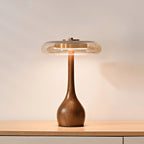 Modern Ash Wood and Brass Table Lamp for Living Room in Ø8.7" x H12.6" (Ø22.1 x H32 cm) — Harbor Light Co.