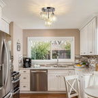 3-Light Crystal Glass Semi Flush Mount Ceiling Light