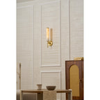 Modern Faux Alabaster Wall Light With Warm Glowing Shade — Harbor Light Co.