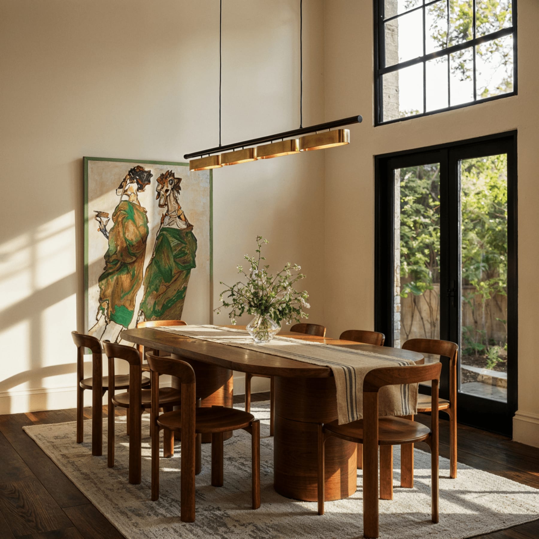 Modern Stainless Steel Linear Chandelier for Dining Room — Harbor Light Co.