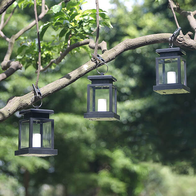 Solar Candle Lantern Outdoor Hanging LED Flameless Candle Light Waterproof Retro Garden Lantern for Tree Patio and Porch