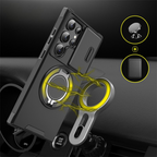 Samsung Galaxy S Series Case with Magnetic Ring Stand and Sliding Camera Cover Shockproof MagSafe Compatible Protective Phone Case