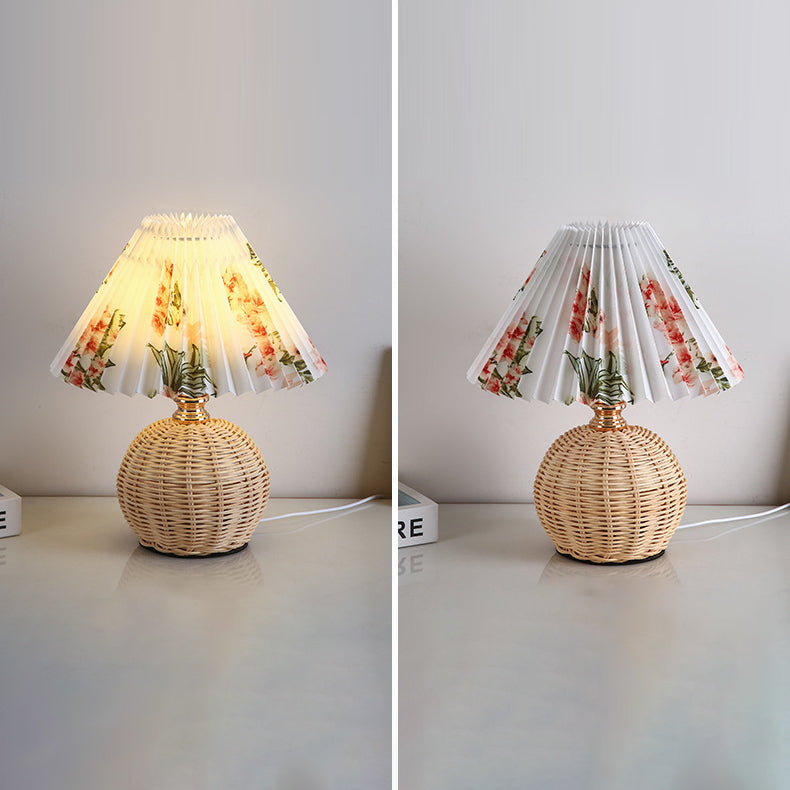 Bohemian Rattan Table Lamp With Tri-Color Dimmable Light — Harbor Light Co.