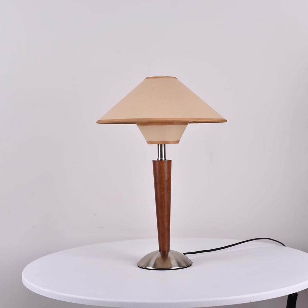 Retro Wood Table Lamp With Fabric Shade for Living Room — Harbor Light Co.
