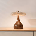 Modern Ash Wood and Brass Table Lamp for Living Room in Ø8.7" x H9.8" (Ø22.1 x H24.9 cm) — Harbor Light Co.