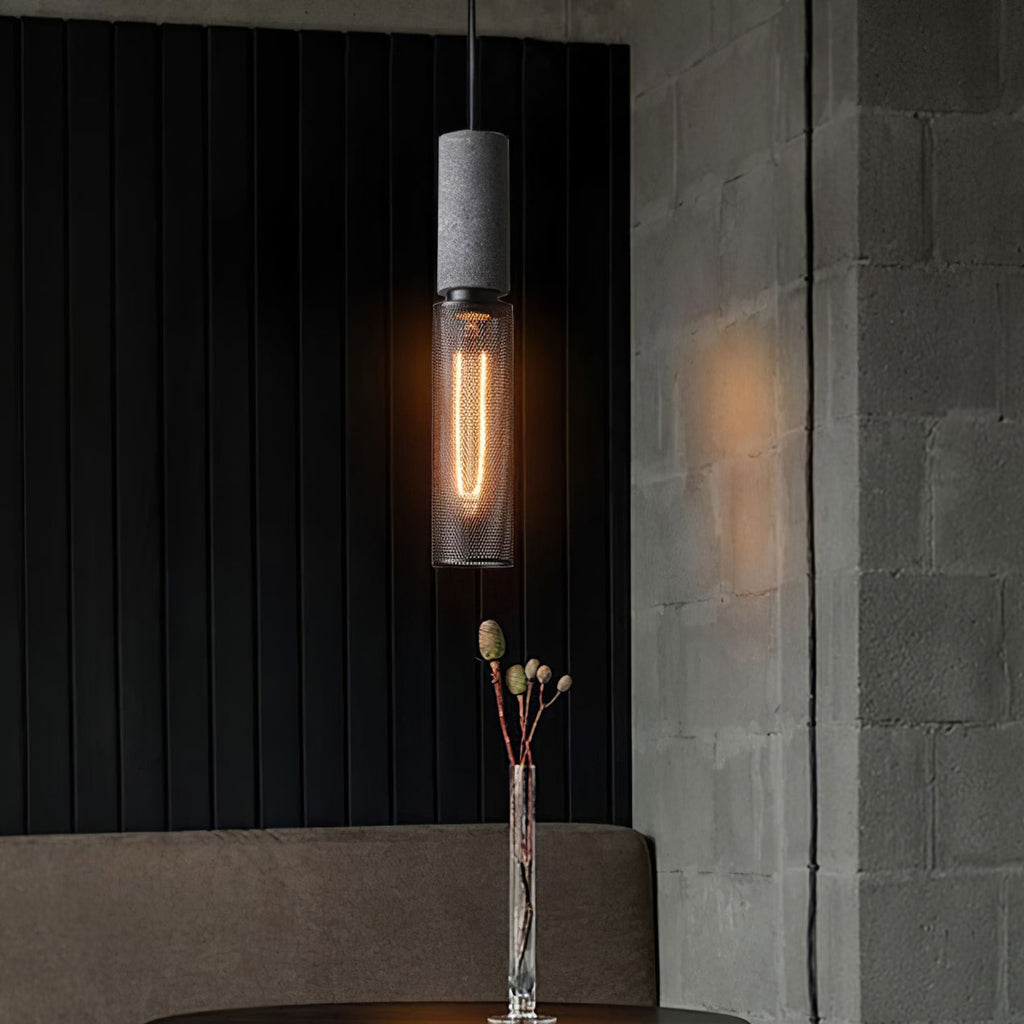 Industrial Wrought Iron Concrete Pendant Light With Warm LED Glow — Harbor Light Co.