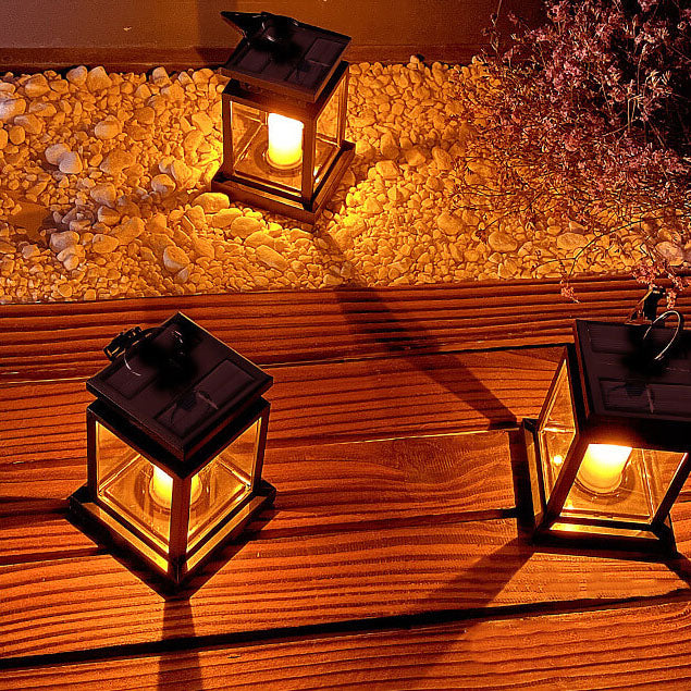 Solar Candle Lantern Outdoor Hanging LED Flameless Candle Light Waterproof Retro Garden Lantern for Tree Patio and Porch
