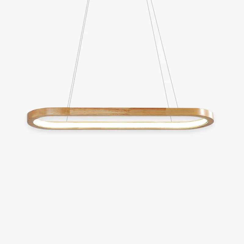 Contemporary Oval Wooden Pendant Light with Integrated Ring Diffuser