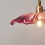 Retro Glass Flower Pendant Light with Brass Finish