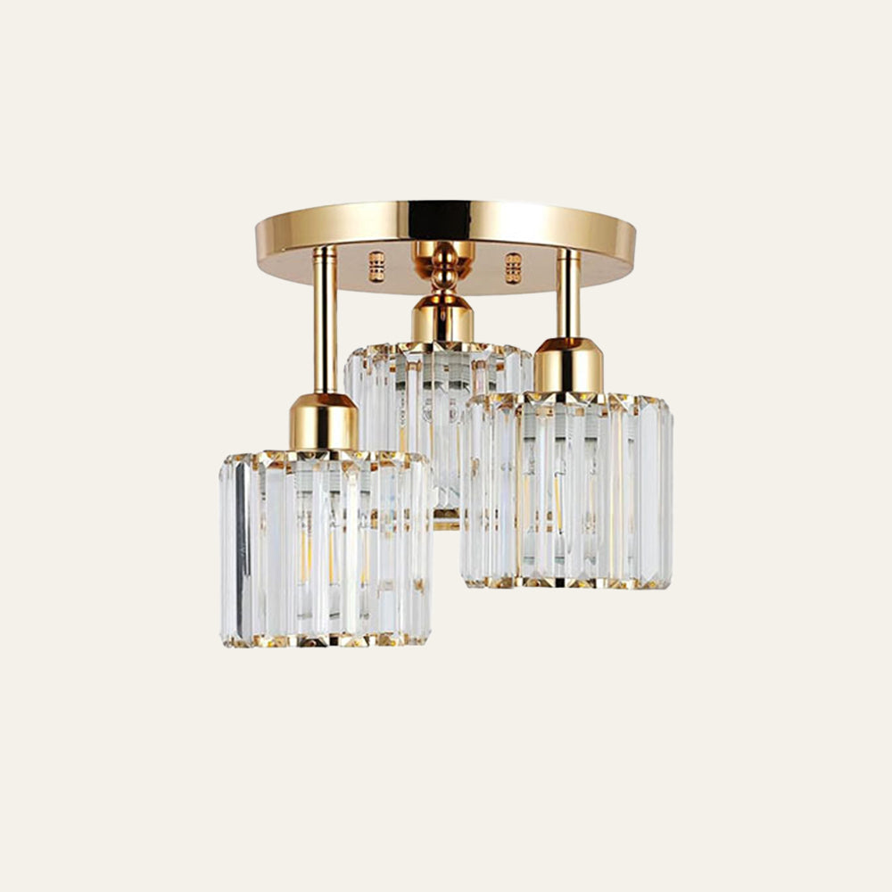 3-Light Crystal Glass Semi Flush Mount Ceiling Light