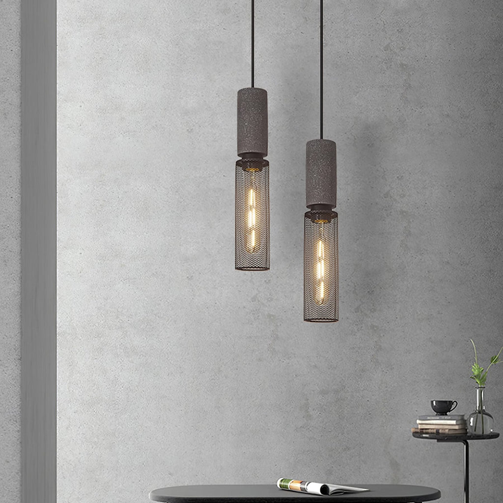 Industrial Wrought Iron Concrete Pendant Light With Warm LED Glow — Harbor Light Co.