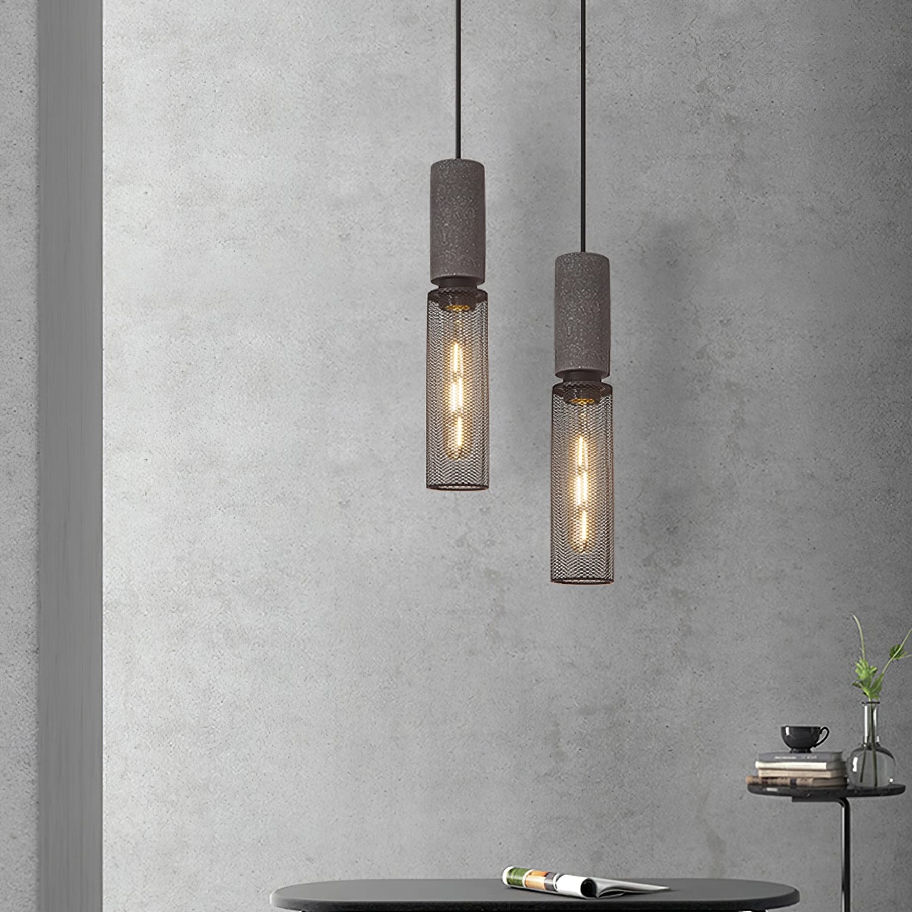 Industrial Wrought Iron Concrete Pendant Light With Warm LED Glow — Harbor Light Co.