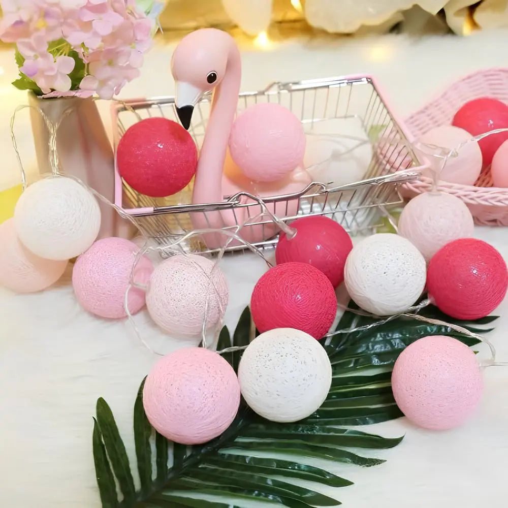 Cotton Ball String Lights LED Garland Fairy Lights USB or Battery Powered for Bedroom Nursery and Party Decor