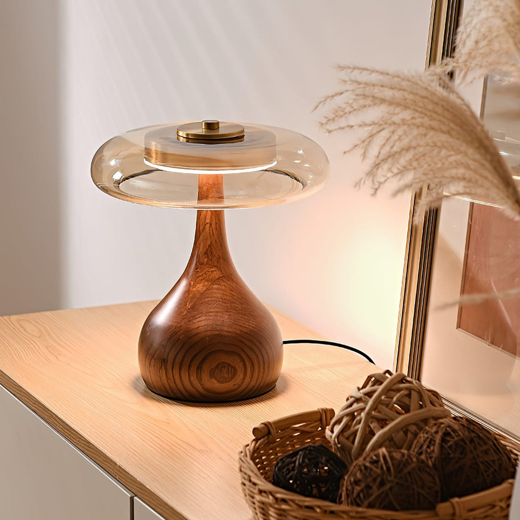 Modern Ash Wood and Brass Table Lamp for Living Room — Harbor Light Co.