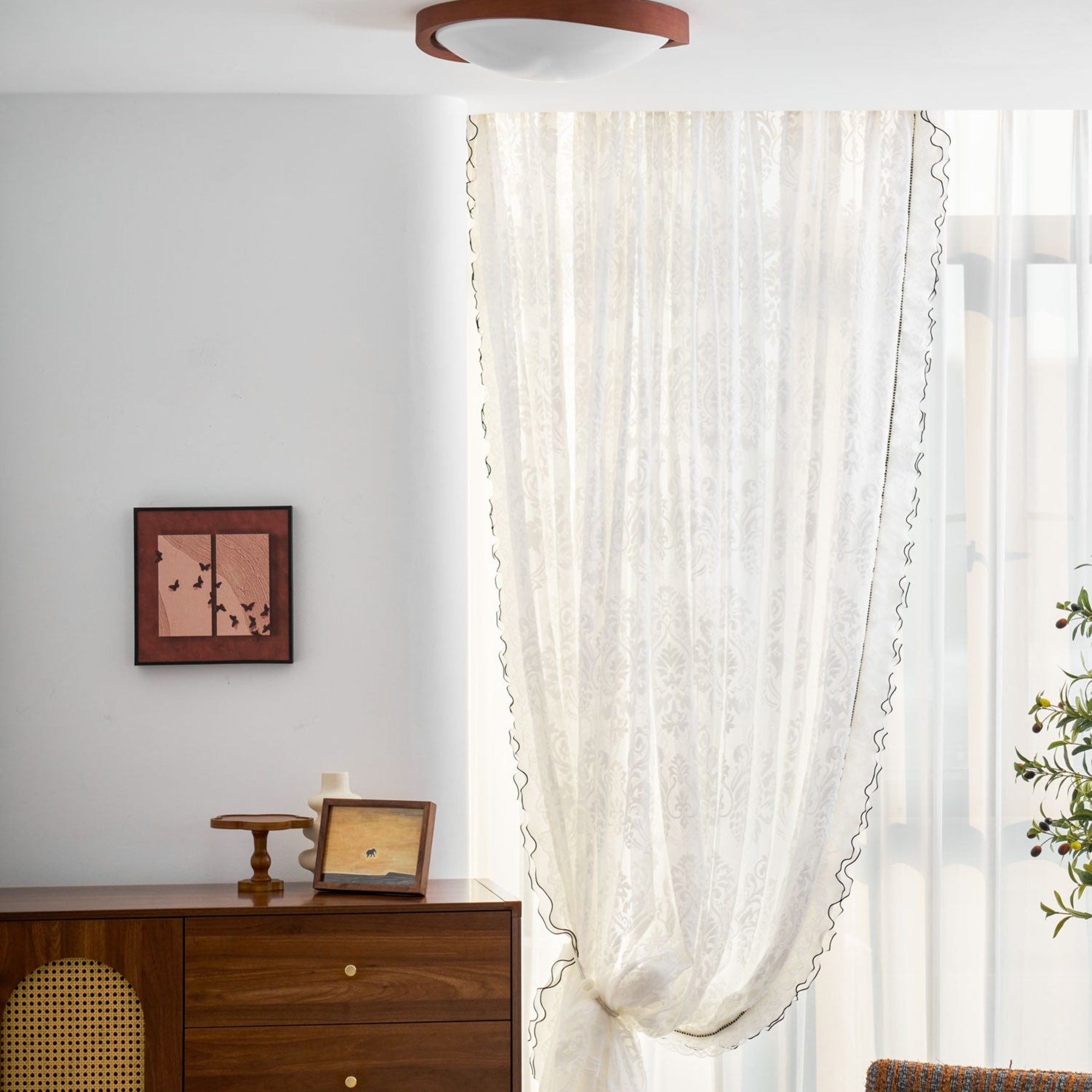 Modern Wood Flush Mount Ceiling Light With Tri-Color Glow — Harbor Light Co.