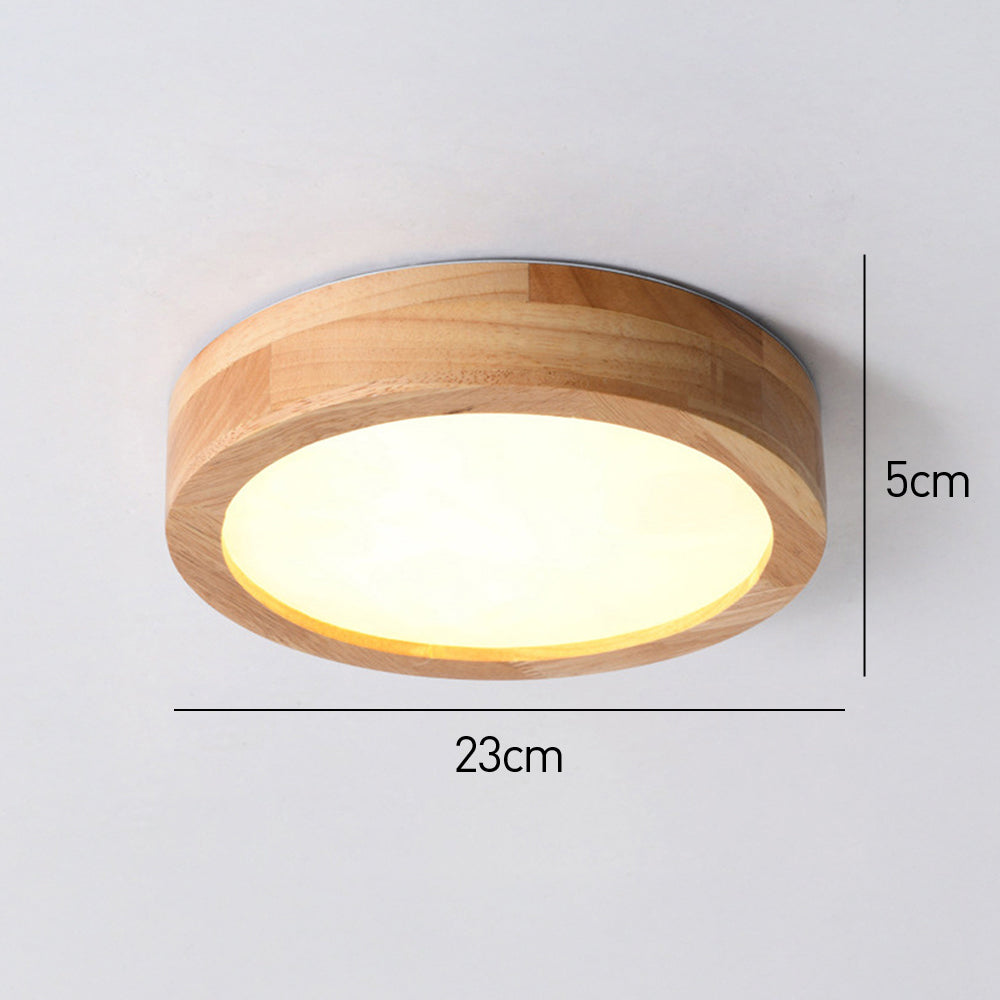 Round Wood Flush Mount Ceiling Light with LED Light