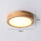 Round Wood Flush Mount Ceiling Light with LED Light