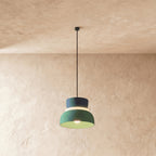 Modern Aluminum Two-Tone Pendant Light With Warm LED Glow in Navy and Green — Harbor Light Co.