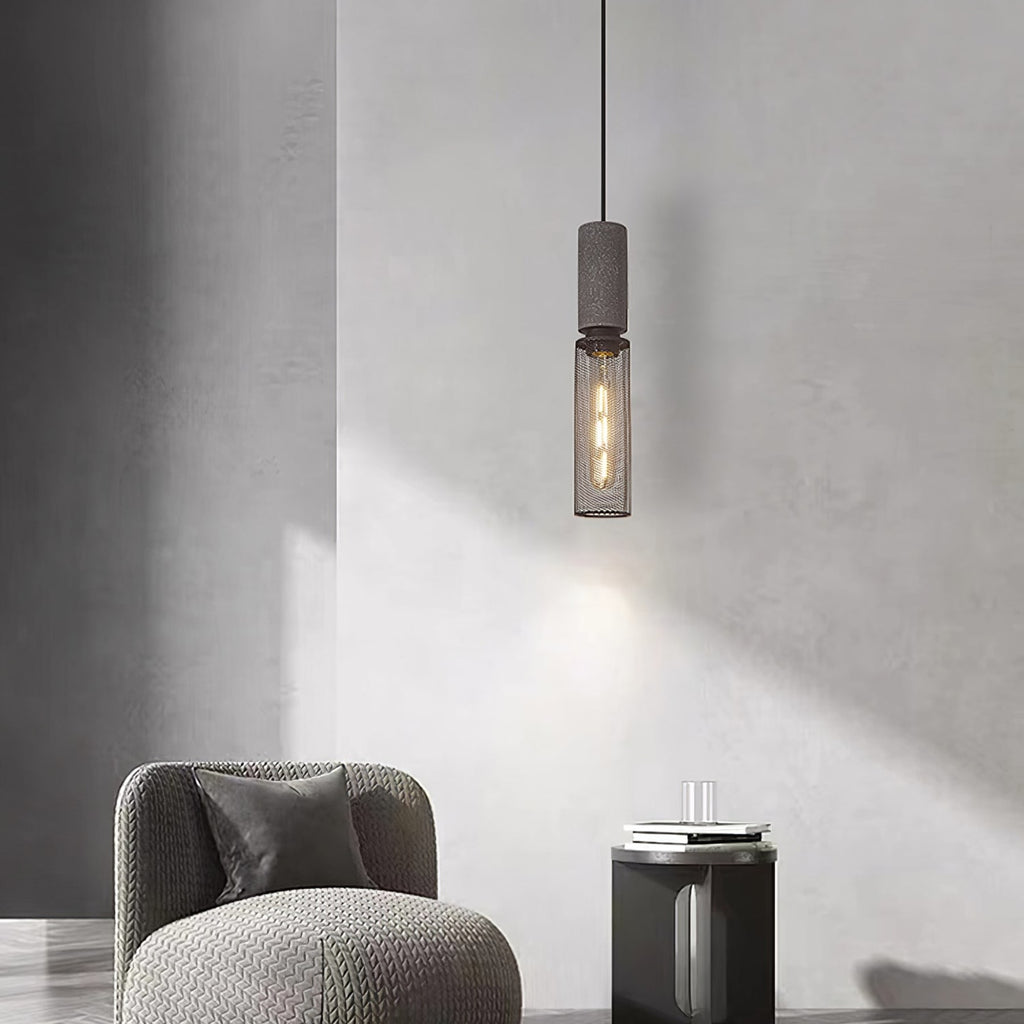 Industrial Wrought Iron Concrete Pendant Light With Warm LED Glow — Harbor Light Co.