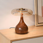 Modern Ash Wood and Brass Table Lamp for Living Room — Harbor Light Co.