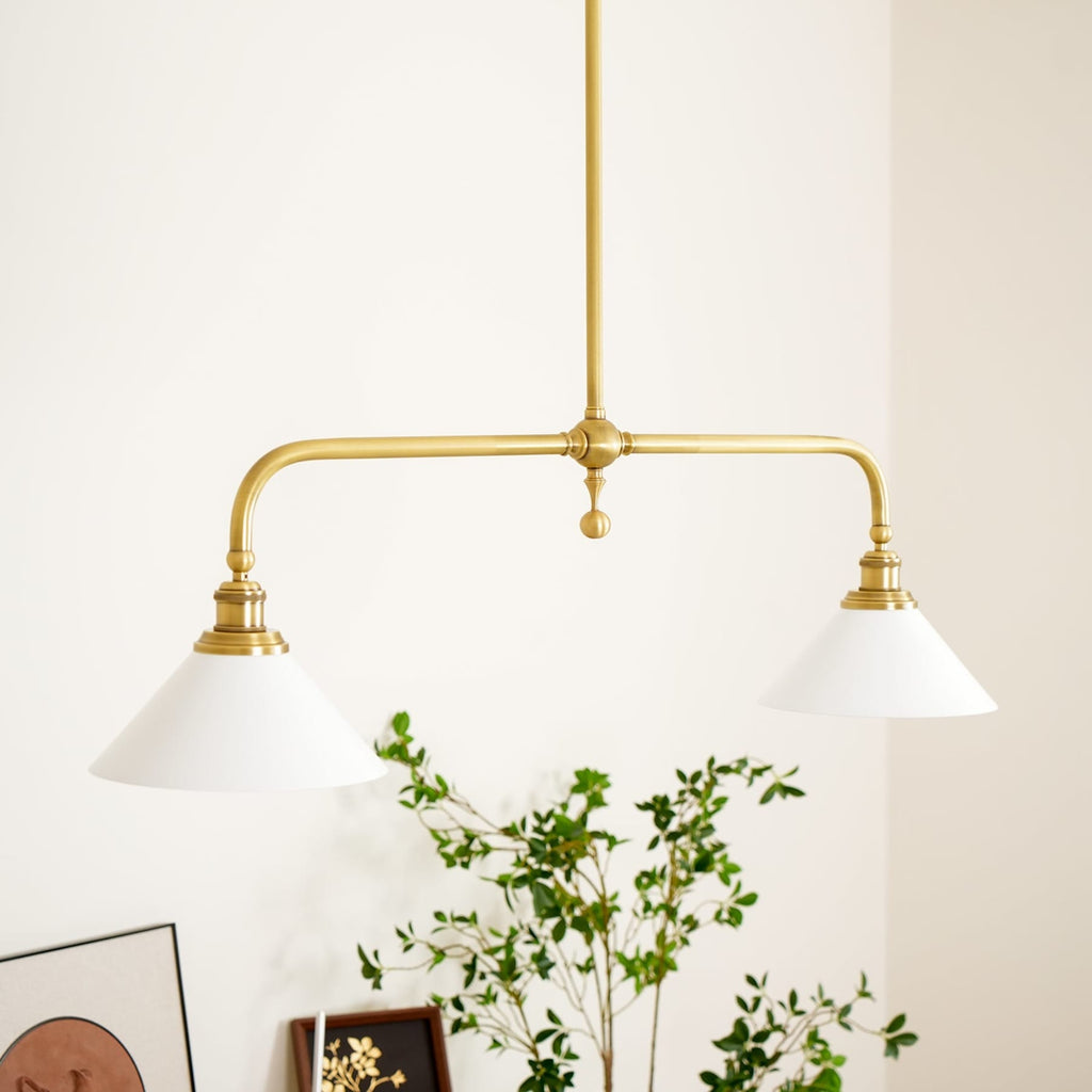 Modern Brass Pendant Light With Ceramic Shades for Dining Room — Harbor Light Co.
