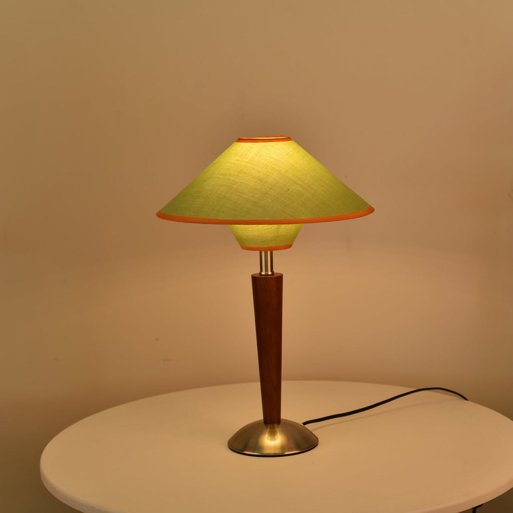 Retro Wood Table Lamp With Fabric Shade for Living Room — Harbor Light Co.