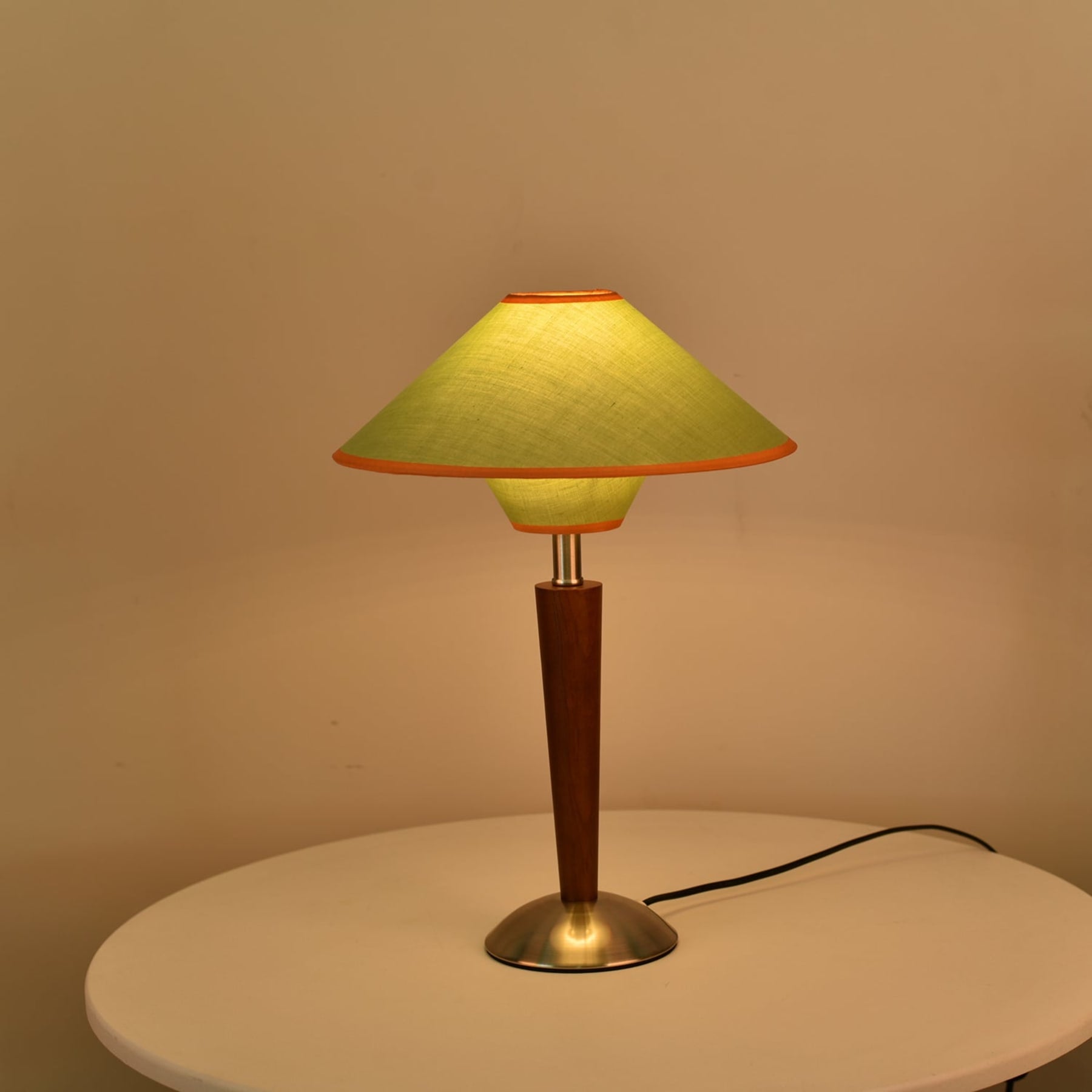 Retro Wood Table Lamp With Fabric Shade for Living Room — Harbor Light Co.