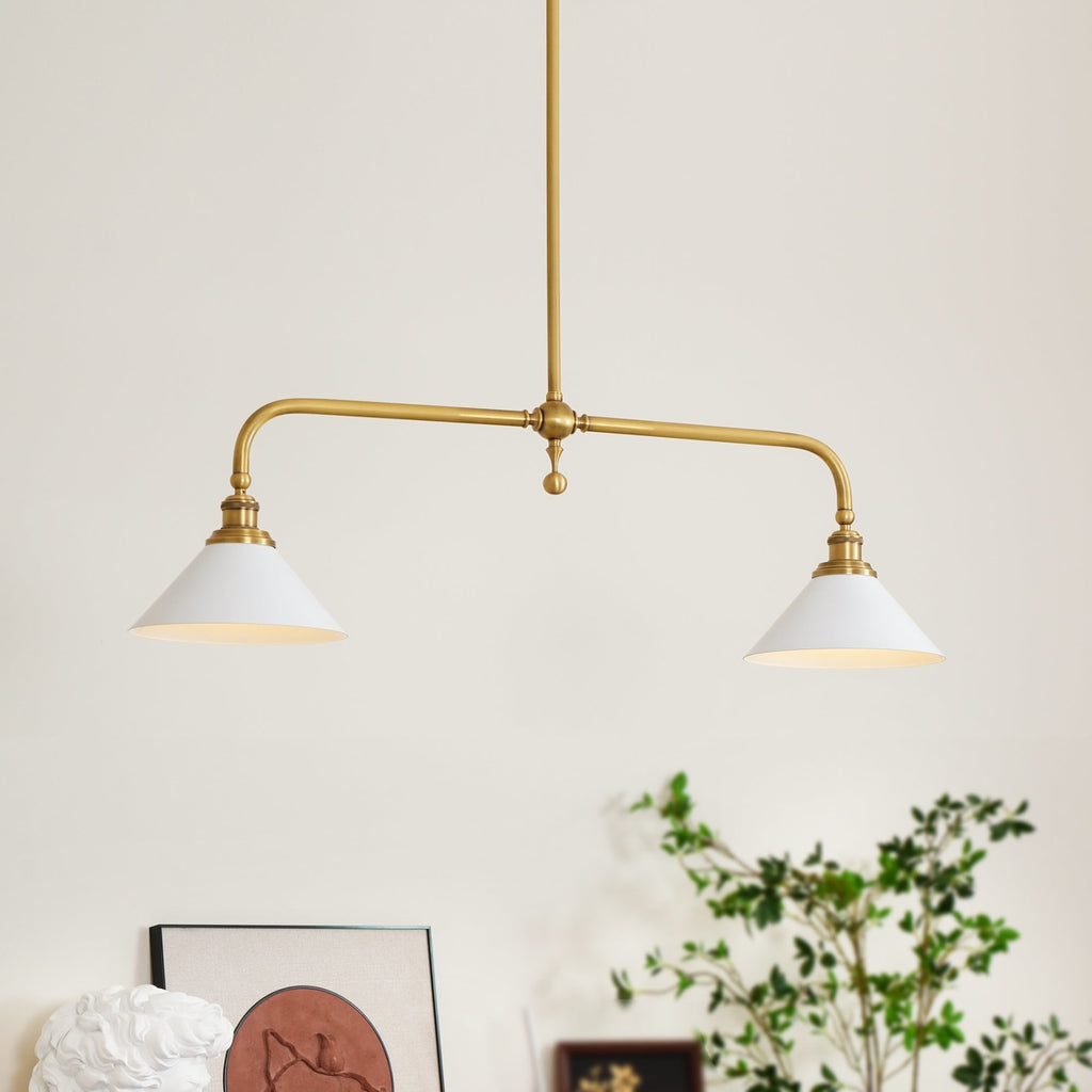 Modern Brass Pendant Light With Ceramic Shades for Dining Room — Harbor Light Co.