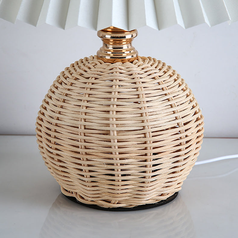 Bohemian Rattan Table Lamp With Tri-Color Dimmable Light — Harbor Light Co.