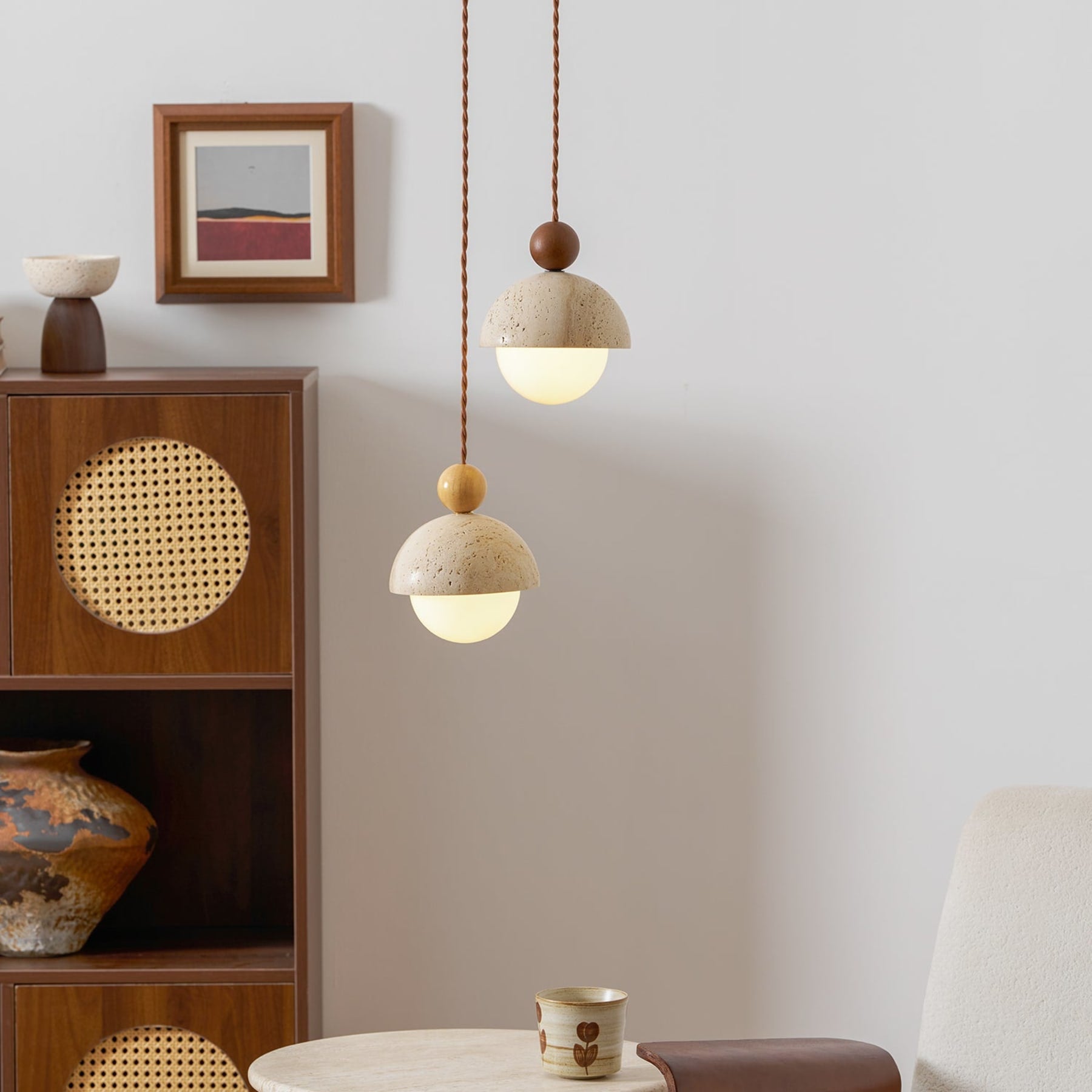 Modern Travertine Stone Pendant Light for Dining Room — Harbor Light Co.
