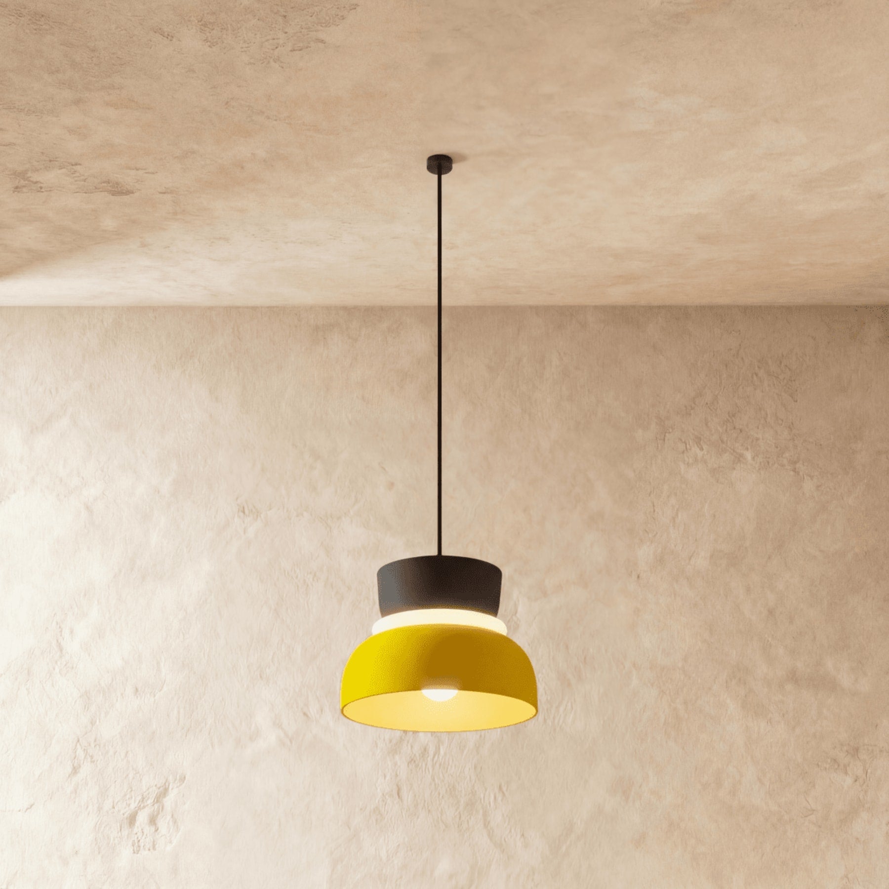 Modern Aluminum Two-Tone Pendant Light With Warm LED Glow in Gray and Yellow — Harbor Light Co.