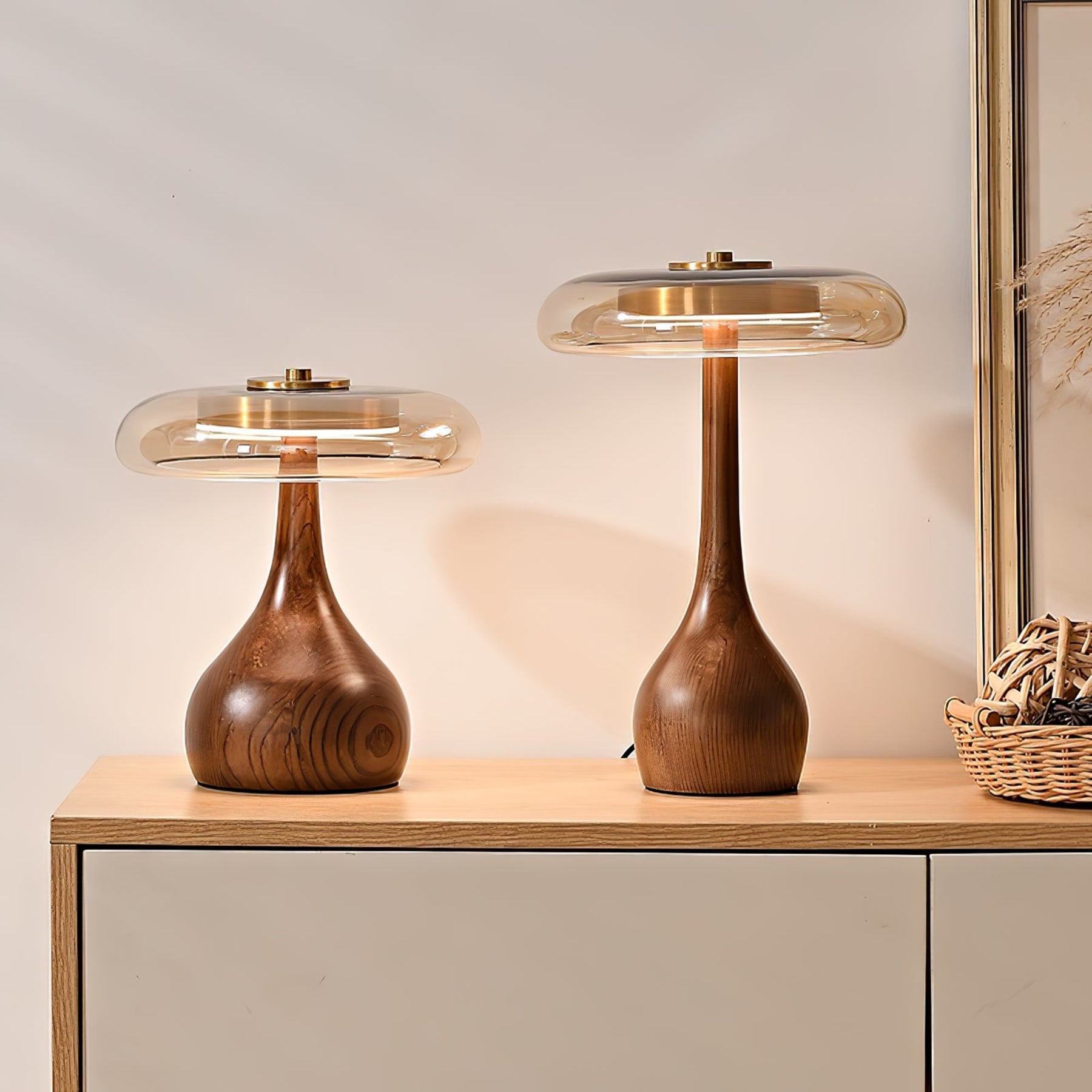 Modern Ash Wood and Brass Table Lamp for Living Room — Harbor Light Co.
