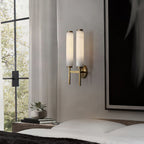 Modern Faux Alabaster Wall Light With Warm Glowing Shade — Harbor Light Co.