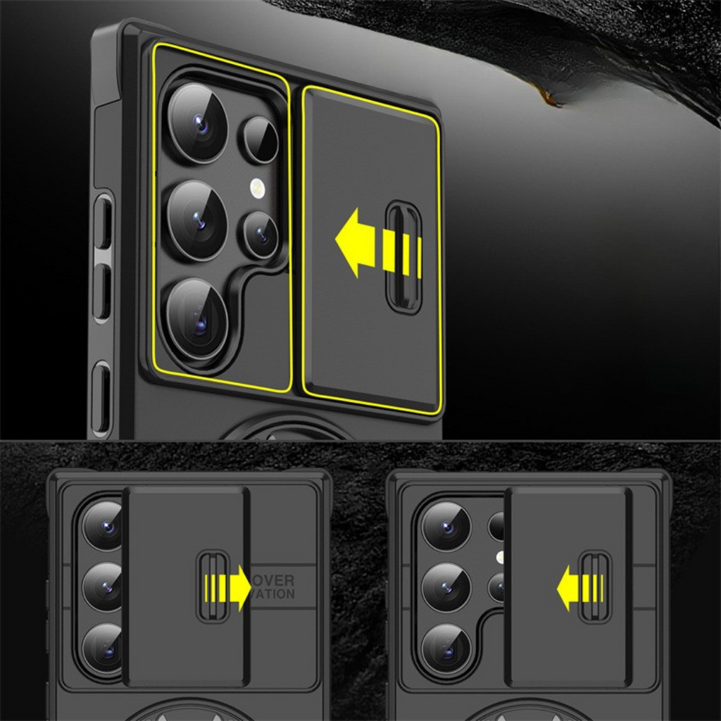 Samsung Galaxy S Series Case with Magnetic Ring Stand and Sliding Camera Cover Shockproof MagSafe Compatible Protective Phone Case