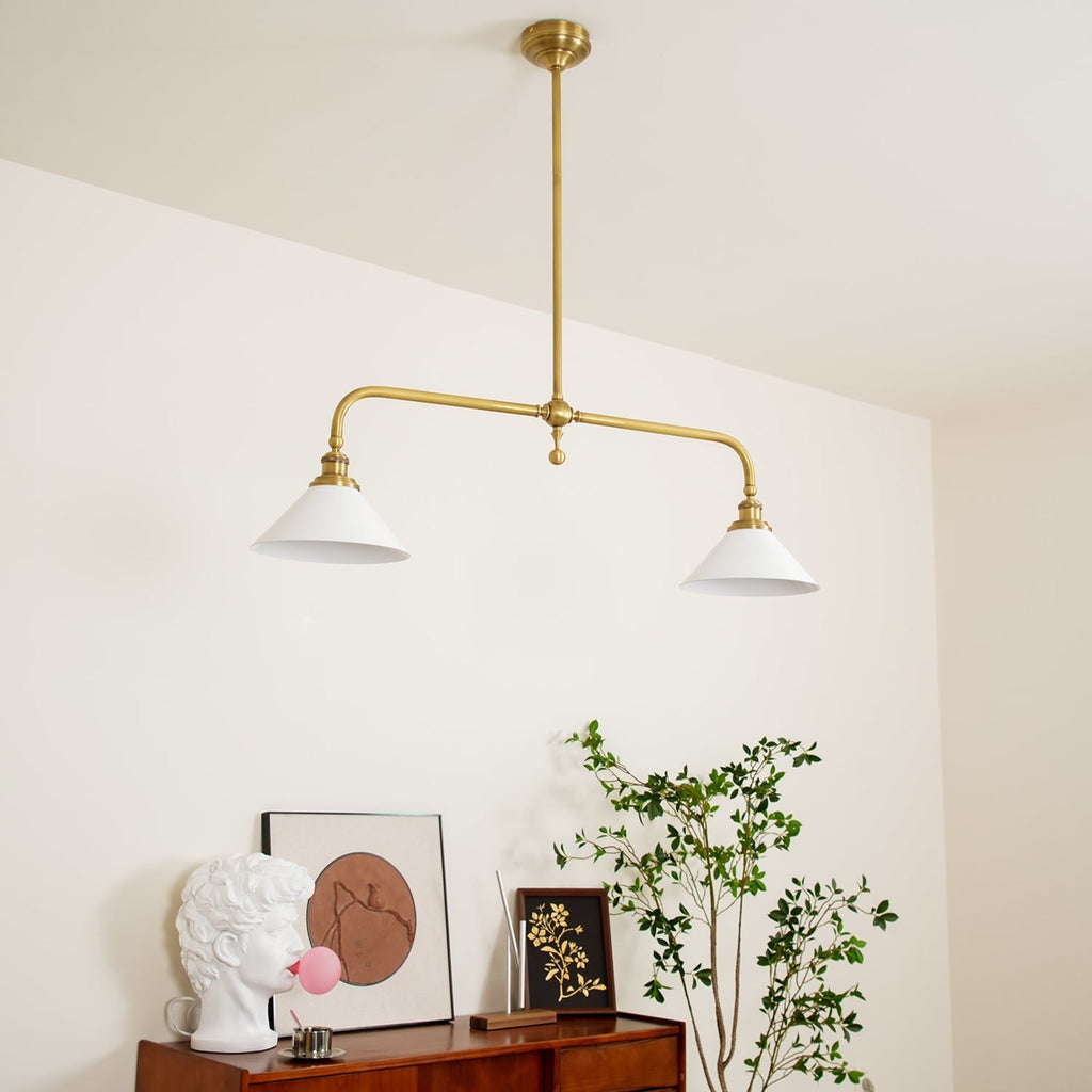 Modern Brass Pendant Light With Ceramic Shades for Dining Room — Harbor Light Co.