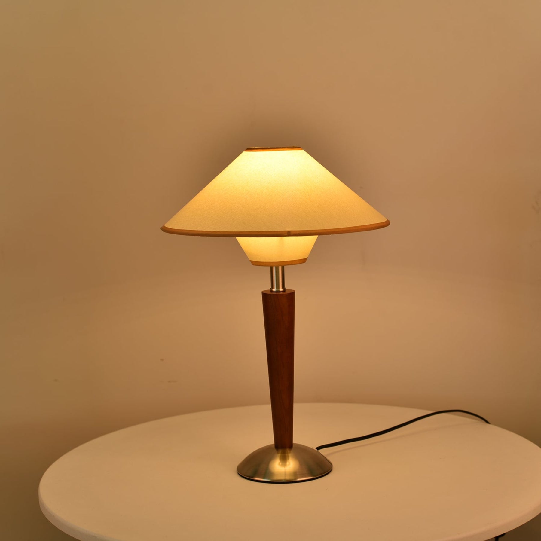 Retro Wood Table Lamp With Fabric Shade for Living Room — Harbor Light Co.